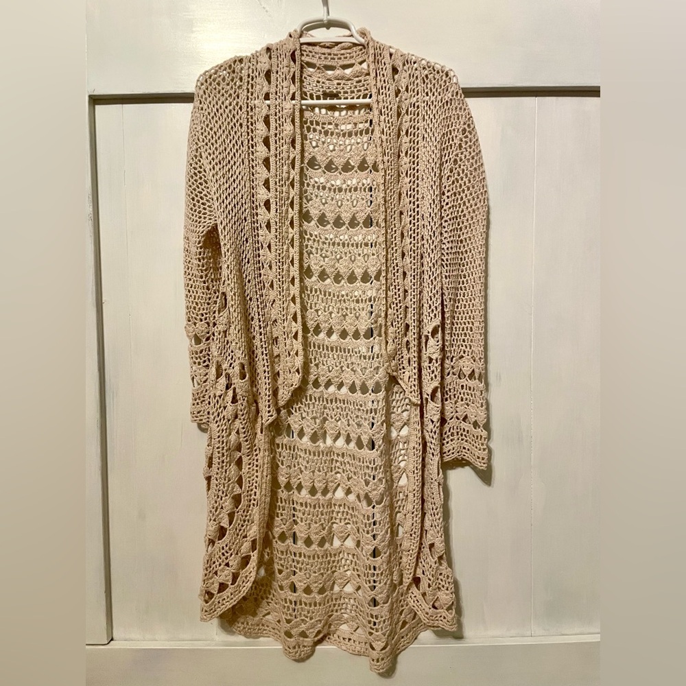 Free People Tan Crochet Cardigan